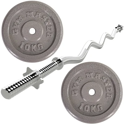 Standard EZ Curl Bar & 20kg Cast Iron 1" Standard Weight Set