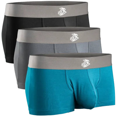 Modal 3in Boxer Briefs No Fly 3pk Black/Cyan/Gray