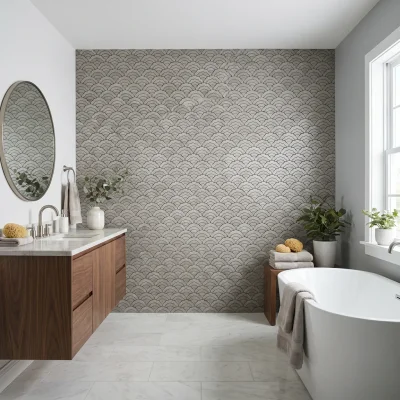 Fan Gray Peel & Stick Splashback | 26.8×28.1 cm | Self-Adhesive Mosaic Tile