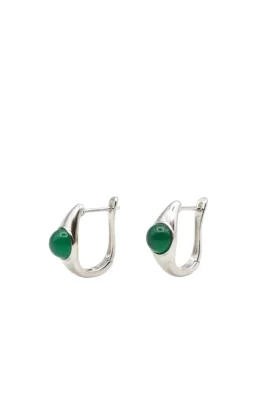 Brooke Jade-Green Chalcedony Hoop Earrings