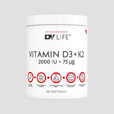 Vitamina D3+K2 2000IU + 75ug, 60 Softgels, 60 Servings