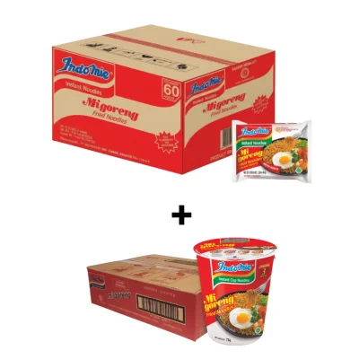 Bundle Indomie Mi Goreng Noodles - 60 Packs & Indomie Cup Noodles - 12 Cups