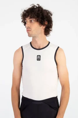 Sleeveless Merino Wool Cycling Base Layer | White Sand
