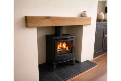 Decorative Oak Fire Place Beam | Solid Oak Fascia Lintel (Holes Pre-Drilled for Supplied Key Hole Brackets) | Celtic Timber UK