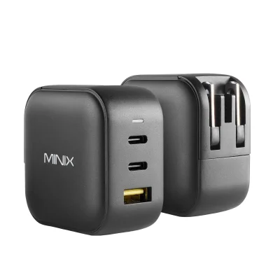 MINIX P1 66W 3-Port GaN Wall Charger with Interchangeable Plugs