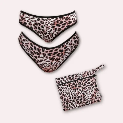 3er Set Leo Periodenunterwäsche – Brazilian, Slip Ultra & Wetbag