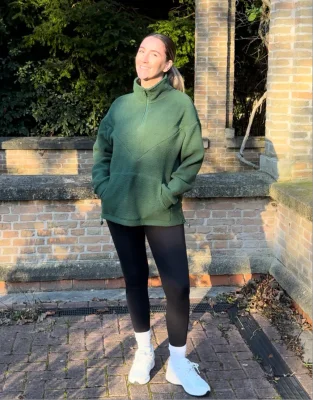 Cosy Quarter Zip Oversized Breastfeeding Fleece with Pocket- Forest Green