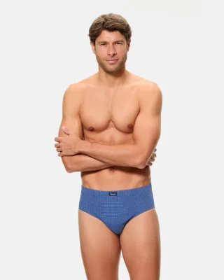 Pack de tres slips semicortos de hombre con estampados tonos azules