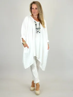 MADE IN ITALY | Cotton Vella V Neck Top |White