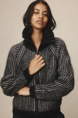 OSCAR ZIP UP - BLACK / GREIGE