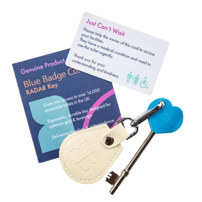 Recycled Bottles Keyring with Disabled Toilet RADAR Key in Cream