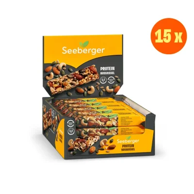 Seeberger Protein-Nussriegel Multipack – 15 × 35 g, Proteinquelle