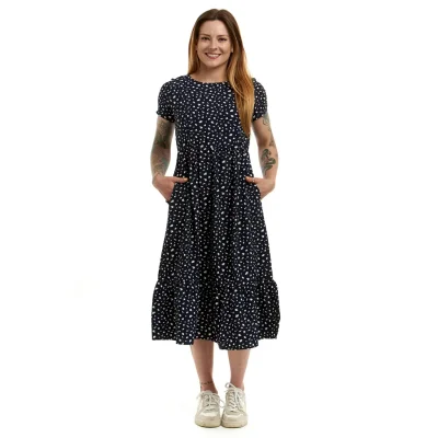 The Florence Breastfeeding Friendly Smock Dress in Navy