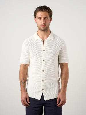 Textured Button Through Shirt Off White