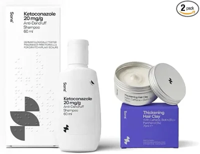Sons Ketoconazole Anti‑Dandruff Shampoo (1x60ml) & Hair Thickening Clay (1x75ml) for Men