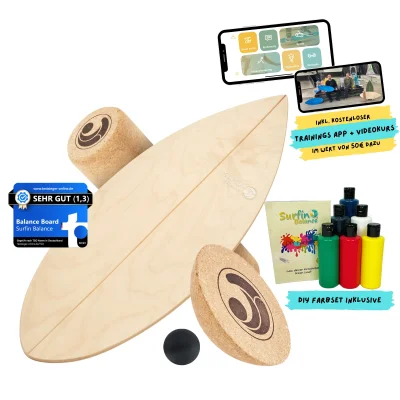 Surfin Balance Board Nature Wood & DIY Farb Set