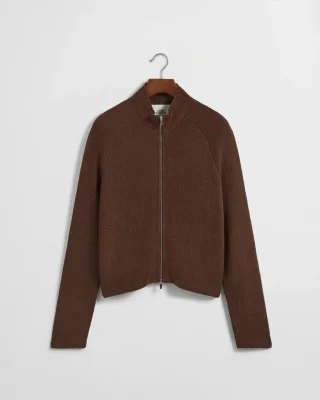 Linen Knit Zipup - Brown
