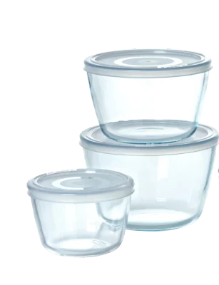 Lot de 3 boites de conservation en verre ronds avec couvercle - Cook & Freeze