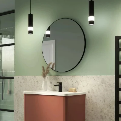 Jett Round Slim Frame Mirror - 800mm Black