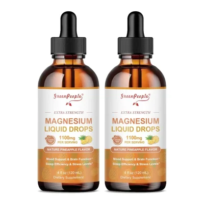 GreenPeople Magnesium Glycinate Liquid Drops – 17-in-1 Triple Magnesium Complex, High Absorption, Pineapple Flavor, 4 fl. oz (2 Pack)