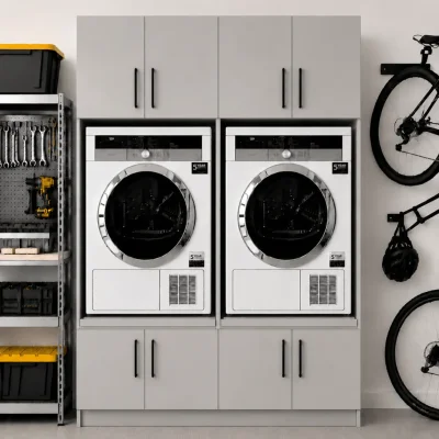 Twin Washing Machine / Tumble Dryer Appliance Cabinet