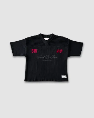 "SAVED BY JESUS" - MIDNIGHT KNIT JERSEY