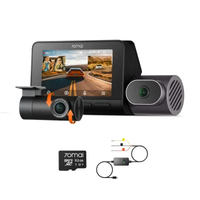 Configurazione professionale a 3 canali: telecamera anteriore 4K T800 + telecamera posteriore + scheda di memoria + kit di installazione fissa