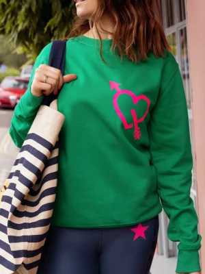 Kelly green SPRING CUPID HEART sweatshirt