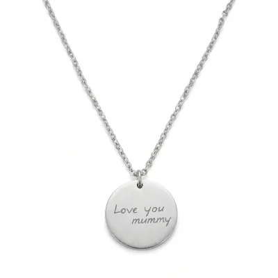 Handwriting Necklace Round Pendant