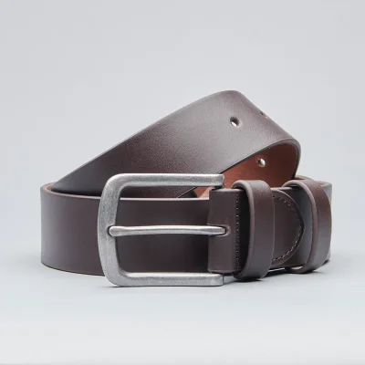 Casual Leather Belt - Dark Brown