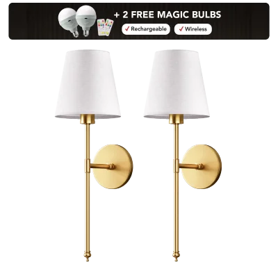 WIRELESS WALL SCONCE (SET OF 2 + 2 BULBS INCLUDED)