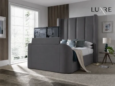 EX Display Hampton TrueSound® 5.1 Grey Velvet Ottoman TV Bed King