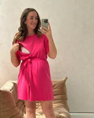 Everyday Oversized Breastfeeding Tshirt Dress - Hot Pink