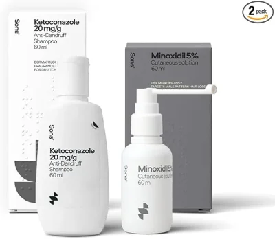Sons Minoxidil 5% Spray (1x60ml) & Ketoconazole Anti-Dandruff Shampoo (1x60ml) for Men