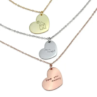 Handwriting Necklace Heart Pendant