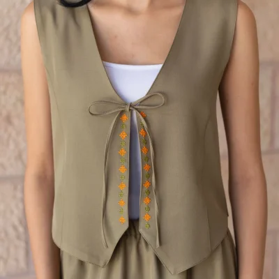 Olive Tatreez Vest