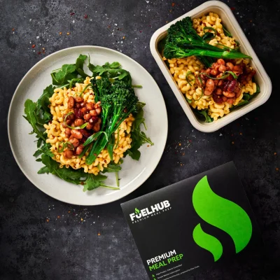 Chipotle Bean Mac & Cheese with Tenderstem Broccoli & Rocket