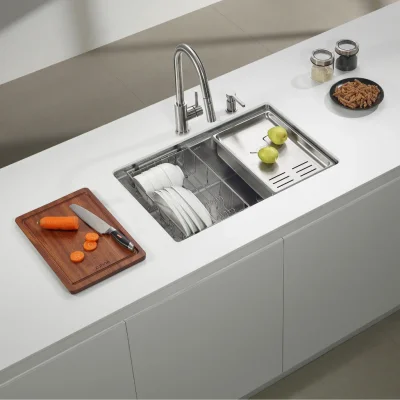 Zuhne Neste 70cm Single Bowl Workstation Kitchen Sink | 316 Surgical Stainless Steel | Scratch-Resistant Honeycomb Texture