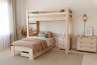 Classic L-shaped Bunk Bed PINE