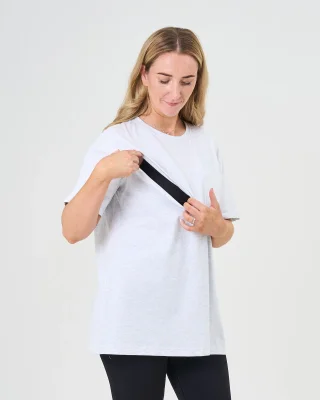 Everyday Oversized Breastfeeding Tshirt - Light Marl Grey