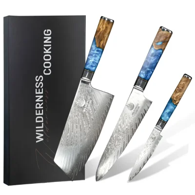 Premium Damascus Knives Set of 3