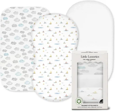 100% Organic Bassinet Fitted Sheets (3-Pack)