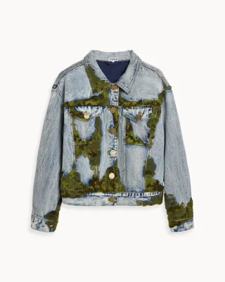 EMBROIDERED MOSS DENIM JACKET