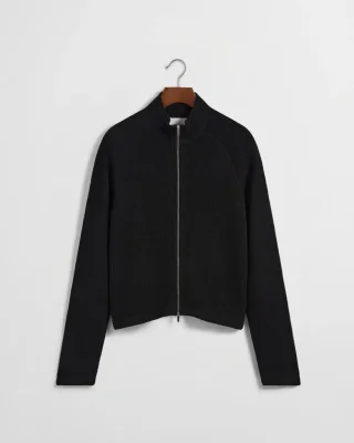 Linen Knit Zipup - Black