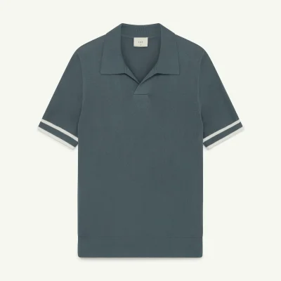 TROGON SILK BLEND KNITTED POLO - CHINA BLUE
