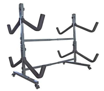 Heavy Duty 4 Kayak Freestanding Rack – 2 Tier Storage Stand with Wheels