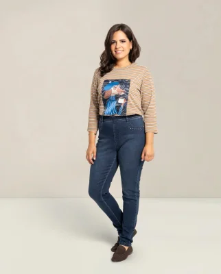 Jegging Push Up Ajustado Con Detalle En Bolsillos  Azul