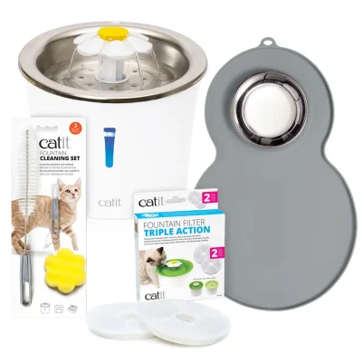 Catit Stainless Steel Flower Fountain Bundle