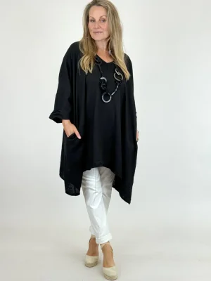 MADE IN ITALY | Cotton Vella V Neck Top |Black