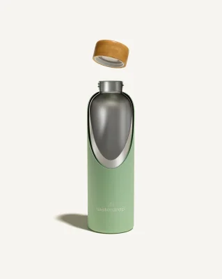 RVS Drinkfles · Flessendop uit bamboe